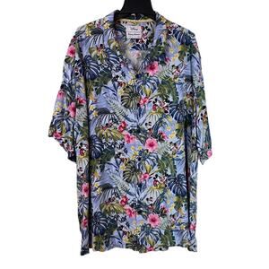 Tommy Bahama Blue Tropical Floral Short Sleeve Button-Down Shirt